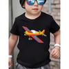 Boys Airplane Print Crewneck Casual Short Sleeve Tee