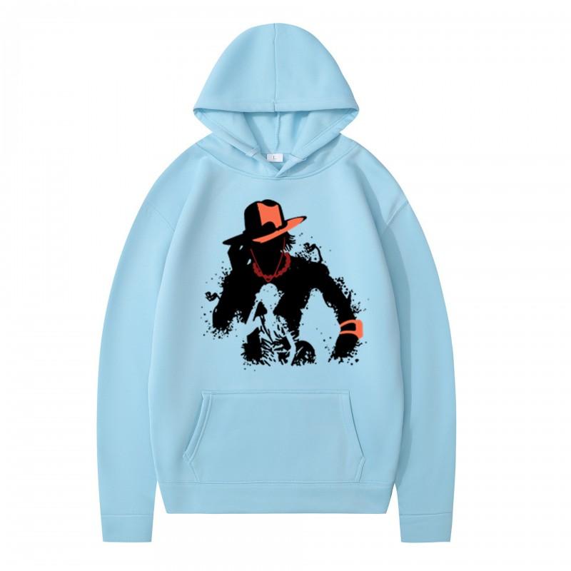 One Piece Anime Character Print Hoodie Loose Fit Casual Sweatshirt Couples Teens