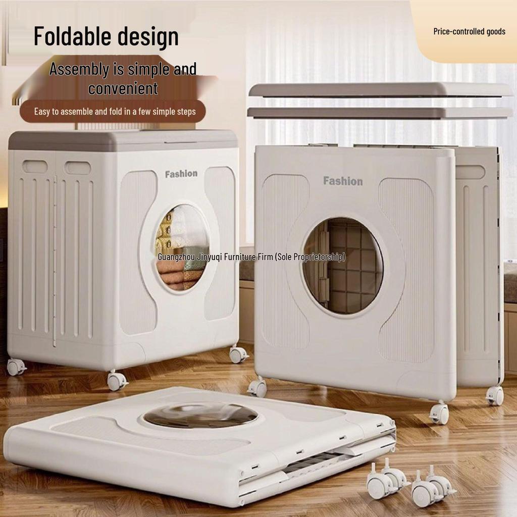 Foldable Children's Clothes and Quilt Storage Cabinet with Flip-Top