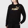 Puma Logo Printed Crew Neck Pullover Long Sleeve Sweatshirt Women sweatshirt Black 670945-01