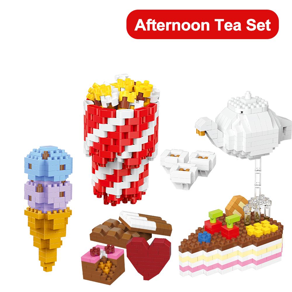3D Mini Food Building Blocks Set Fries Hamburger Hot Dog Pizza Cola Red Wine Micro Particle Assembly Toy Children Christmas Gift