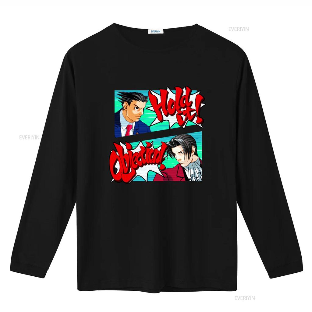 Ace Attorney Phoenix Wright Objection Hold It Koszulka do druku vintage Sprana Miękka Rozciągliwa Oddychająca Wszechstronna