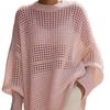 Oversized 2026 Knit Sweater Women Loose Fit Crochet Cutout Top Long Sleeve Round Neck Casual Pullover