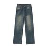 MYQ Men's Korean Style Loose Wide-Leg Retro Jeans