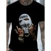 Men Black Cartoon Print 3d T Shirt Short Sleeve O-Neck TShirt Vintage Polyester Breathable Sport Casual Large Size T-Shirts Men’s
