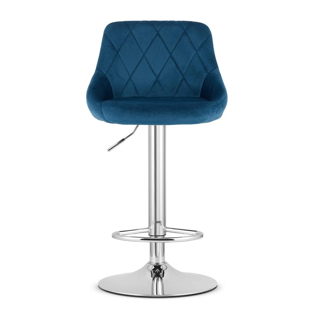 KAST stool - navy blue velvet / chrome base x 2