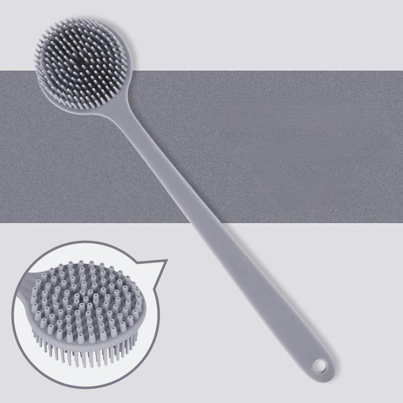 Silicone Bath Brush with Long Handle,Double-sided Usable,Hanging Hole Design for Easy Storage,Bath Brush/massage Granule 2-in-1.
