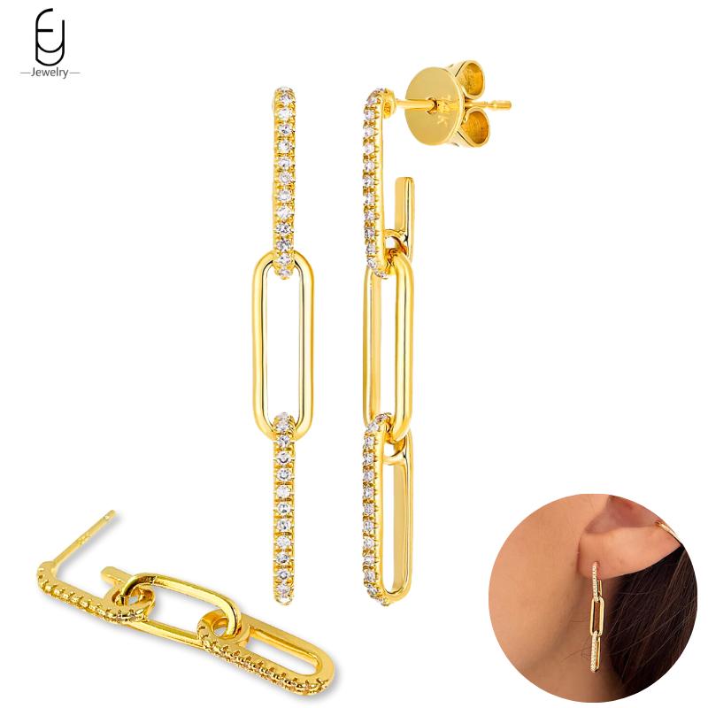 925 Silver Needle Vintage Gold Earrings Luxury Long Chain Tassel Crystal Hoop Earrings for Women Party Trend Jewelry