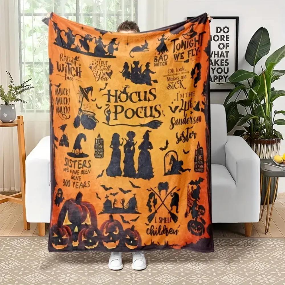 Warm Flannel Fleece Throw Blanket for Halloween Cozy Sofa and Bed Cover for Home Decor