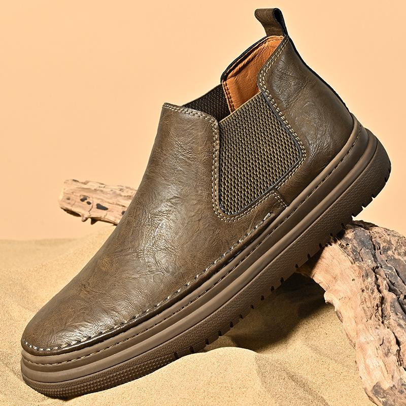 

2025 Winter Casual Versatile Chelsea Boots Men s Fleece Warm High Top British Retro Trendy Martin Boots 39