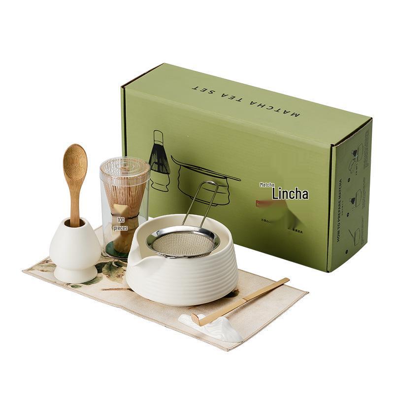 Ręcznie robiona duża japońska ceramiczna miseczka do matchy i zestaw trzepaczki