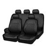 Enhanced 9PCS Universal Waterproof Car Seat Covers Full Set Front Back Protectors Quilted PU Leather with Hooks for All Vehicles