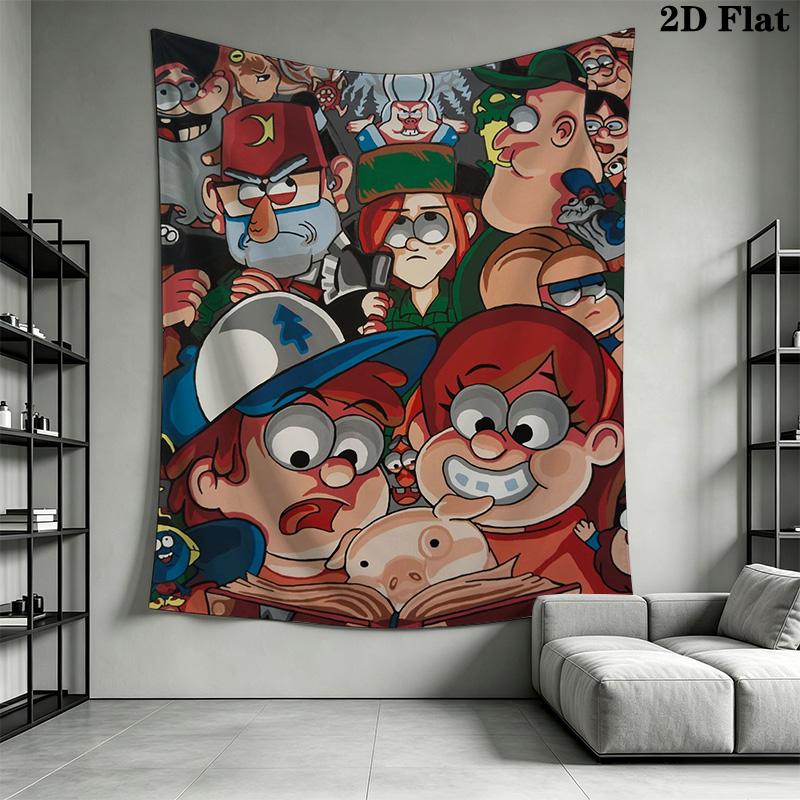 Gravity Falls Cartoon Pattern Home Decor Tapestry, Wall Hanging, Decorative RV Wall Cloth.SGT0917582
