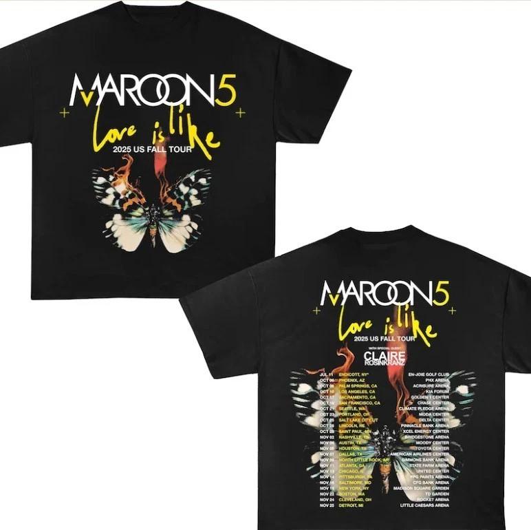 

Maroon 5 100% Cotton T-shirt Mens Tees Top - Love is Like US Fall Tour 2025 100% Cotton T-shirt Mens Tees Top S