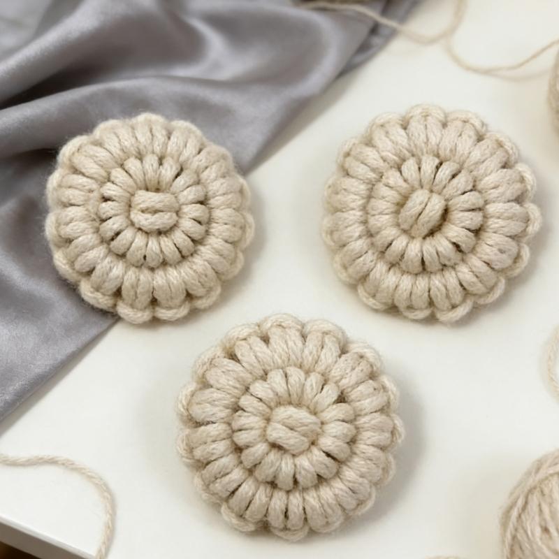 10Pz Corda di Cotone Intrecciata a Mano Bottoni all'Uncinetto con Foro per Maglione Cappotto Abbigliamento Borsa Fatta a Mano Progetto di Cucito Artigianale