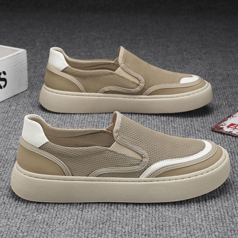 

Весенне-летняя новая обувь, дышащая повседневная обувь из летучего трикотажа, легкая мужская парусиновая обувь, сетчатая универсальная мужская обувь 44 хаки