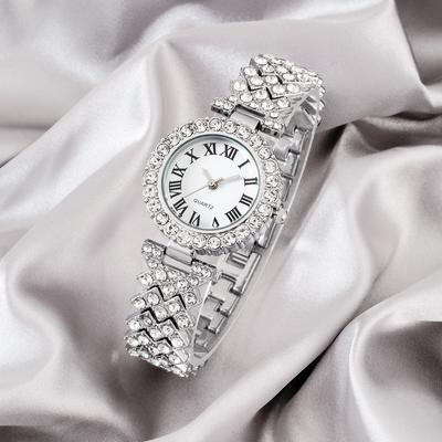 Roman Diamond Bracelet Watch, Fashionable Quartz Watch Full of Diamonds