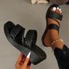 Sandalias de cuña para mujer Verano Mujer Slip on Tacón alto Moda Zapatos de mujer Cómodos Flor Exterior Sandalias de plataforma