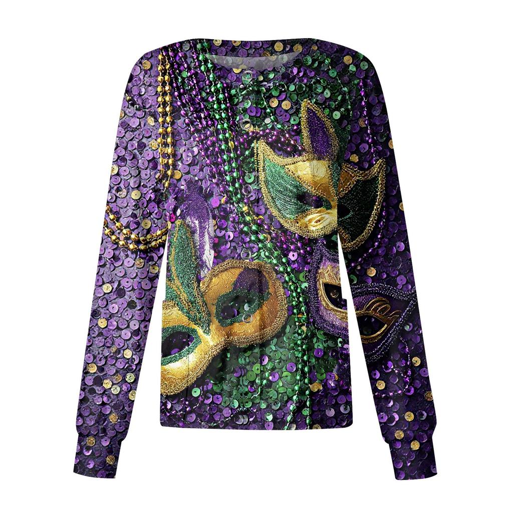 Women's Casual Long-sleeved Single-breasted Printed Protective Clothing Cardigan Top