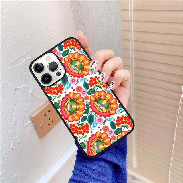 Khokhloma Russian Pattern Flower Cover For iPhone 17 Air 15 16 14 13 12 Pro Max 11 Pro Max Plus Phone Case Coque