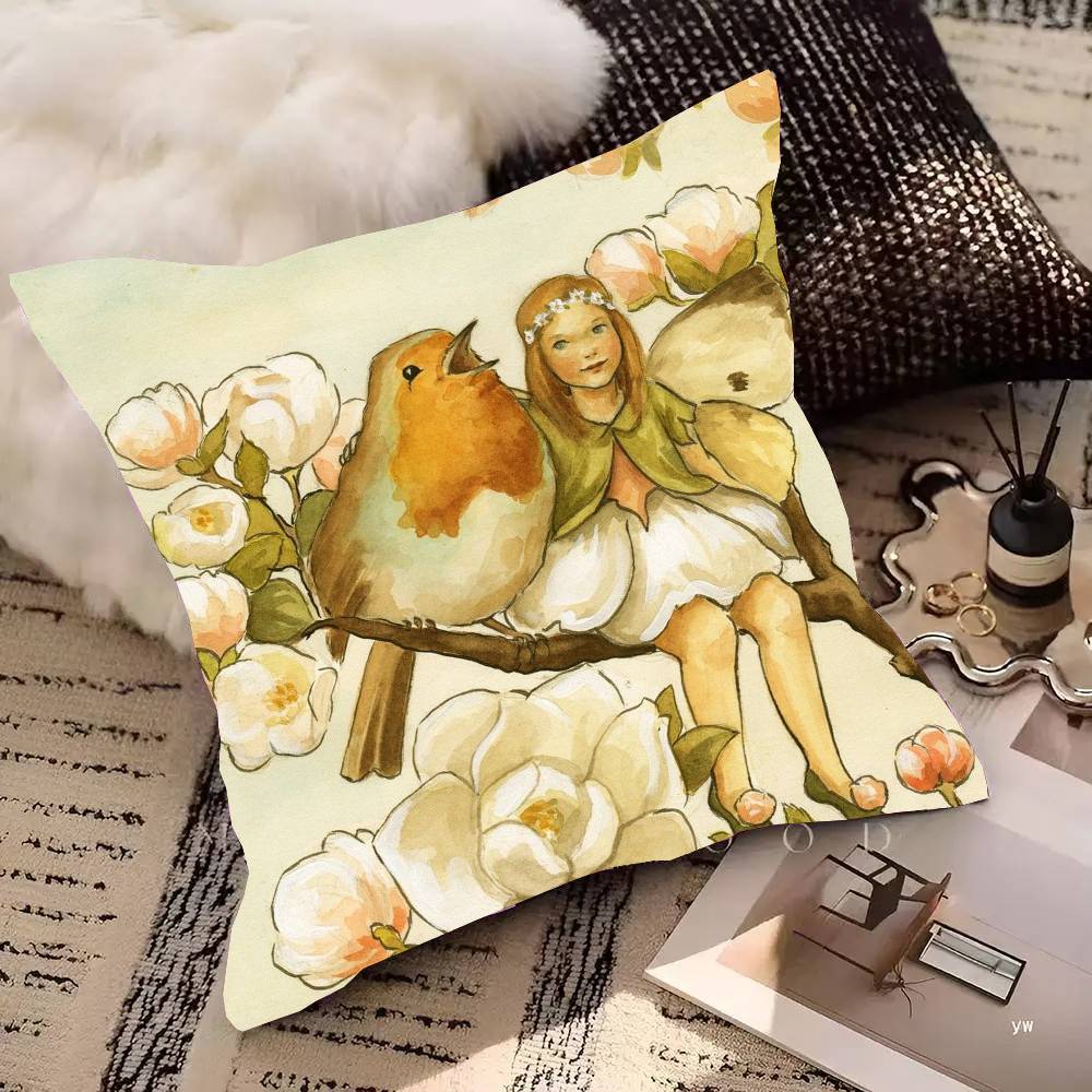 Flower Fairy Pillow Case Fashion Square Pillowcase Bedroom Sofa Room Ins Decoration Leisure