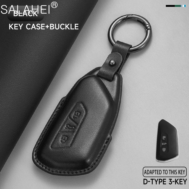 

Leather Car Key Case Cover Shell Holder Fob For VW Volkswagen Golf 8 MK8 GTI GTD R ID3 ID4 2020 Keychain Protection Accessories