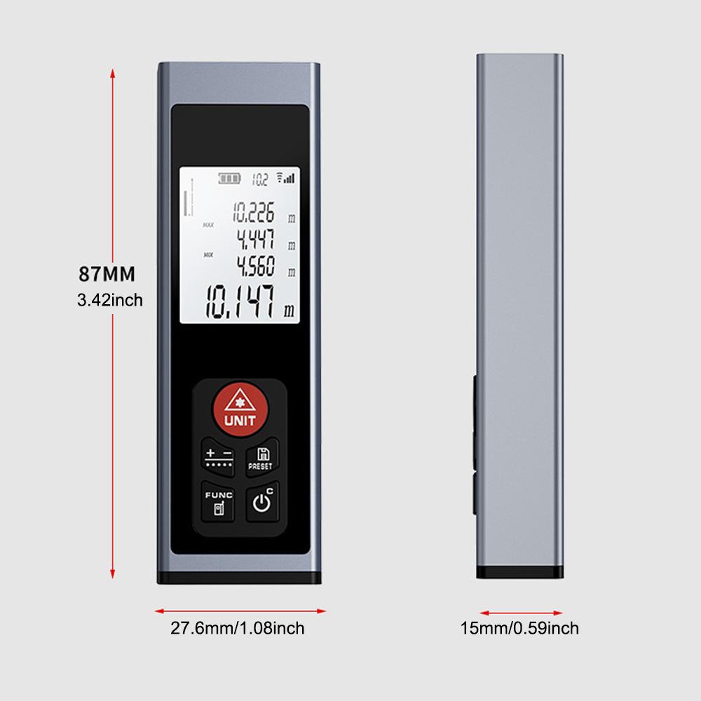 

Mini Laser Distance Meter Rechargeable High Precision Multifunction Digital Lazer Tape Measuring Tools With Length-area-volum 40m