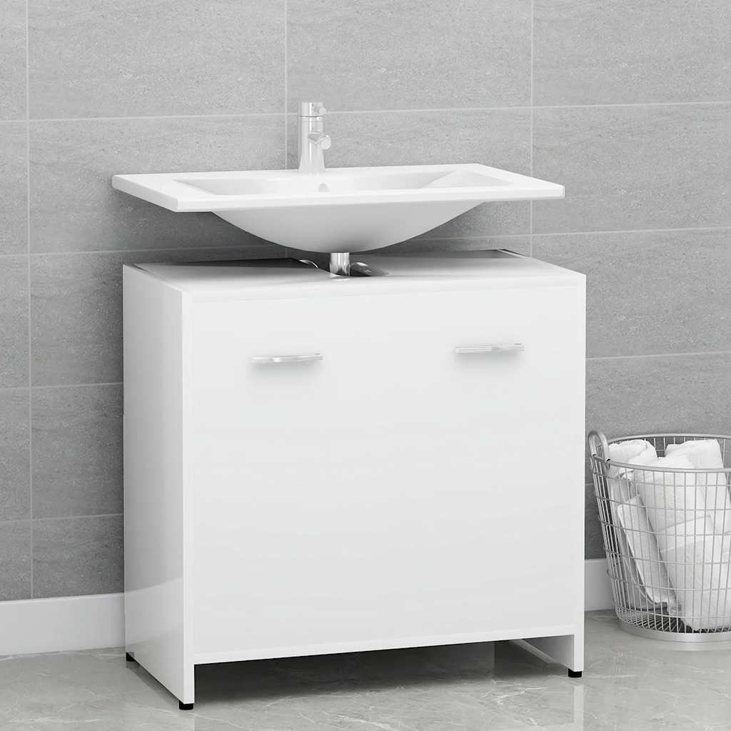 Bathroom Cabinet White 60 X 33 X 61 Cm Particleboard