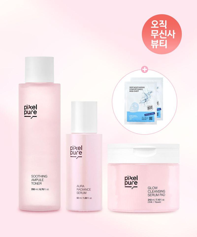 Toner + Serum + Cleansing Pad Set (Free Gift: 2 PDRN Masks)