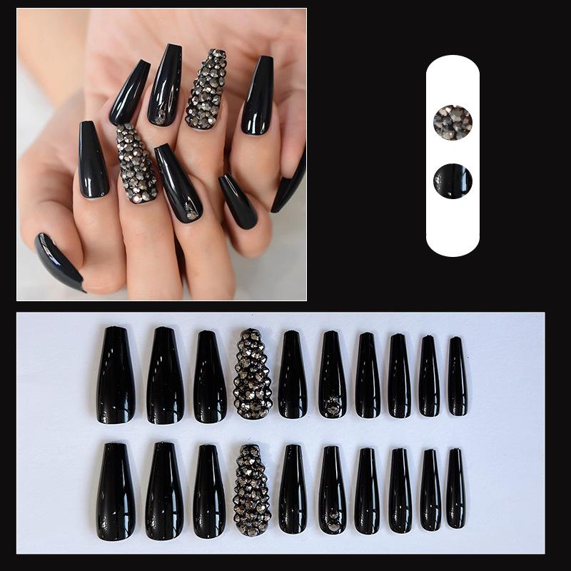 

20-Piece European & American Long Ballet Coffin Nails – Reusable & Removable Nail Art Tips