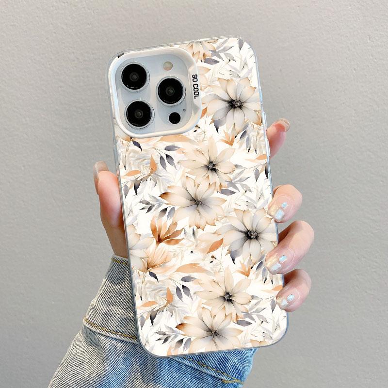 Cute Blue And White Porcelain Floral Phone Case For iPhone 11 12 Pro Max 16 15 14 13 Pro Max Plus 13 Mini Shockproof Laser Cover