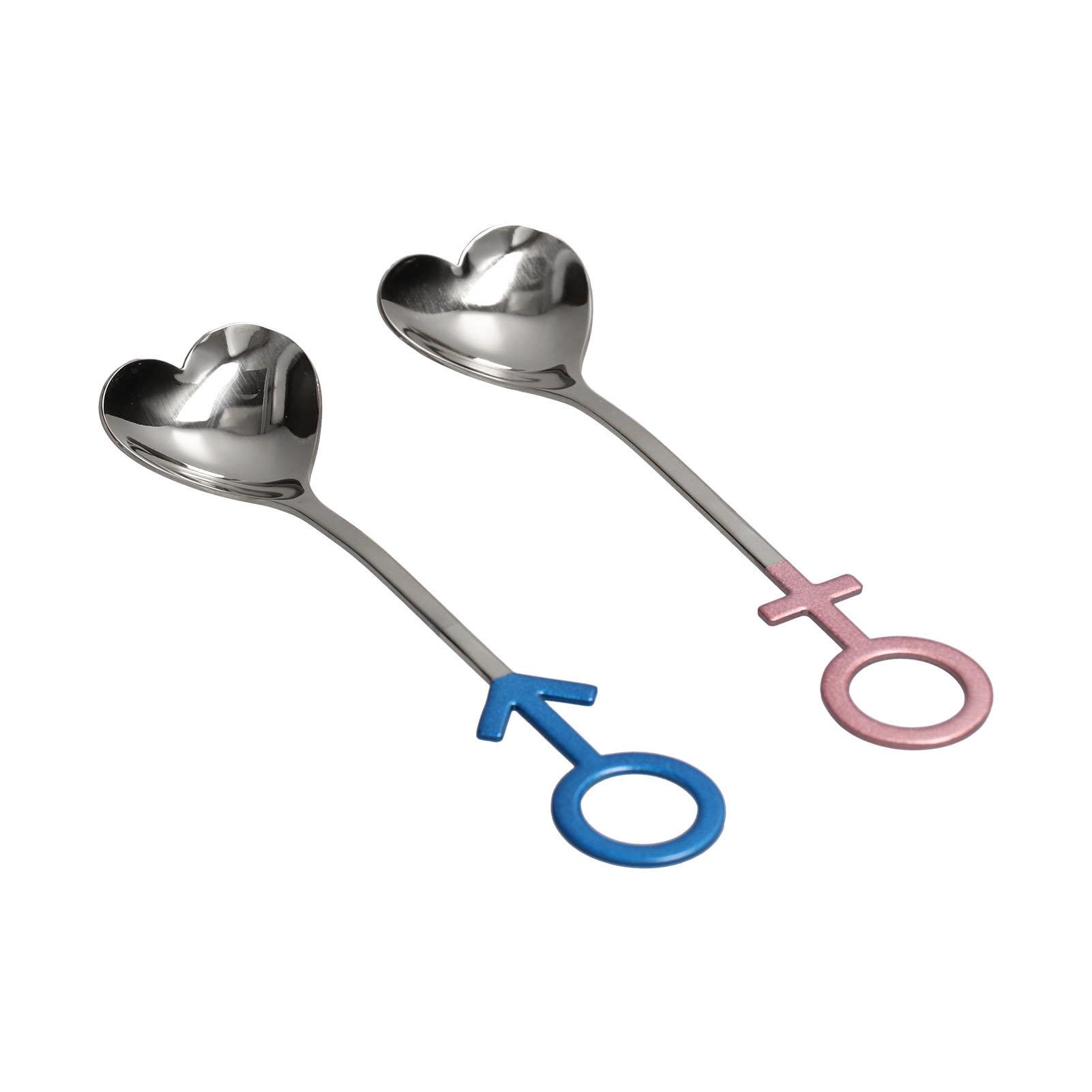 

Innovative Heart Shaped Couple Spoon 304 Stainless Steel Spoon for Kitchen Home RestaurantBlue Pink Silver