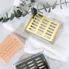 Bathroom Sink Glass Soap Dish with Metal Drain Tray, Freestanding Rectangular Design for Countertop Wash Area Use