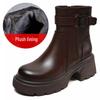 2025 Women's Genuine Leather Martin Boots - Warm, Thickened, Single Cotton Boots for Spring, Autumn, and Winter.