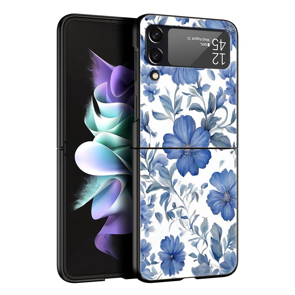Handyhülle für Samsung Galaxy Z Flip 3 4 5 6 7 Faltbar Für Samsung Z Flip4 Flip5 PC Hartschalenhülle Stilvolles Design mit Blumenmuster