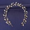 Gold Color Flower Leaf Hairband Tiara For Women Party Crystal Pearl Headband Bridal Wedding Hair Accessories Jewelry Comb Band