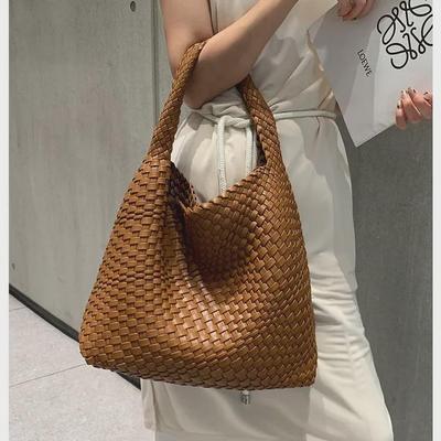 2024 High-End Hand-Woven Large-Capacity Tote: Shoulder, Underarm, Bucket & Mother-Child Bag