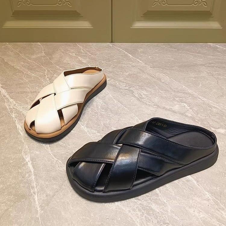 Sandales décontractées tissées exosensorielles d'été rétro pour femmes 2025, design de chaussures à enfiler à bout creux 100 à fond plat