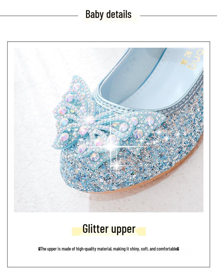 Girls' Pink Rhinestone High Heels - Elsa Princess Fashion Show Shoes, Spring/Autumn Style