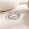 1Pcs Double-layer twisted wire ring with adjustable opening. Women's simple stainless steel ring.