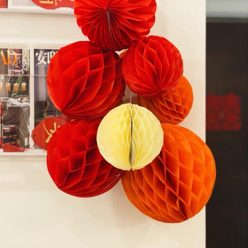 Xiaohongshu Influencer Style Honeycomb Ball Decoration for Wedding and Living Room