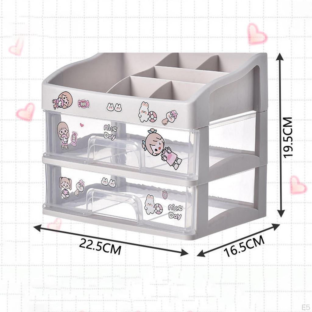 Makeup Desk Organizer with Drawers Display Case Brush Holder Rack Clear Sundries Storage Box for