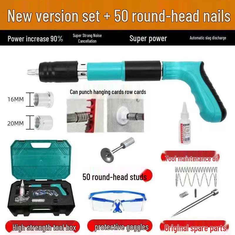 Multi-Purpose Pneumatic Concrete Nail Gun for Ceiling and Wall Fixing, Sound-Dampening