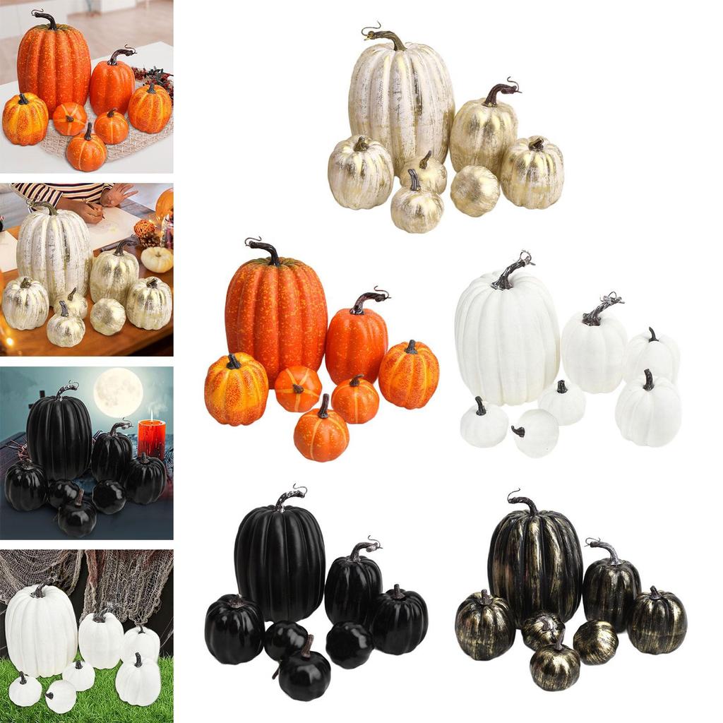 7x Fake Pumpkins Model Small Cute DIY Harvest Decorative Lifelike Fake Foam