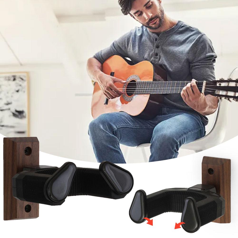 Wooden Guitar Display Bracket Non-Slip Guitar Hanger Rack Universal Guitar Wall Hanger for Electric Guitar Ukulele Bass