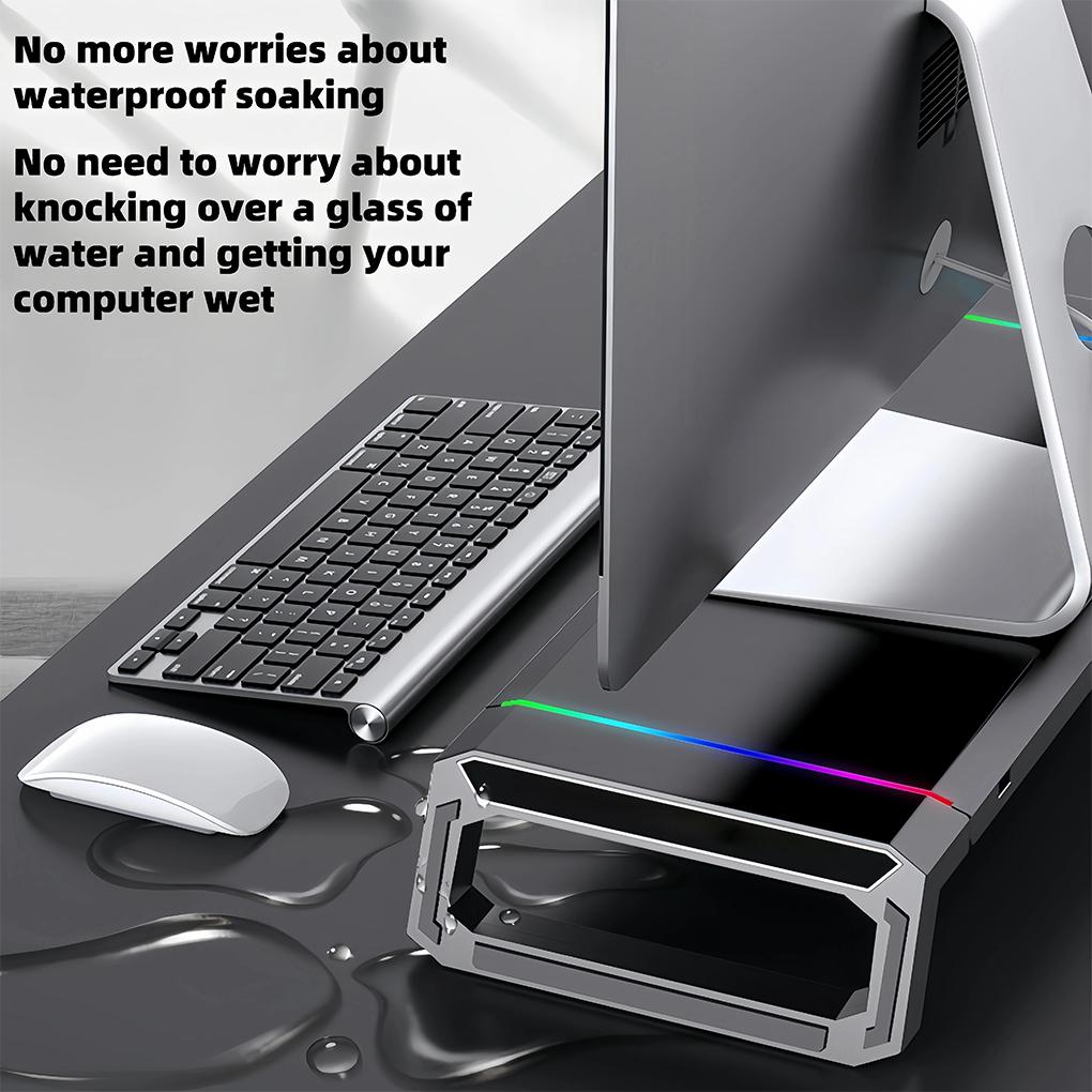 4USB PC Monitor Stand 7-color RGB light strip Monitor Arm Storage Space Bar Laptop Monitor Stand With USB Charging