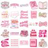 50 Pink Romantic Bookish Stickers - Waterproof DIY Decorative Reading Stickers