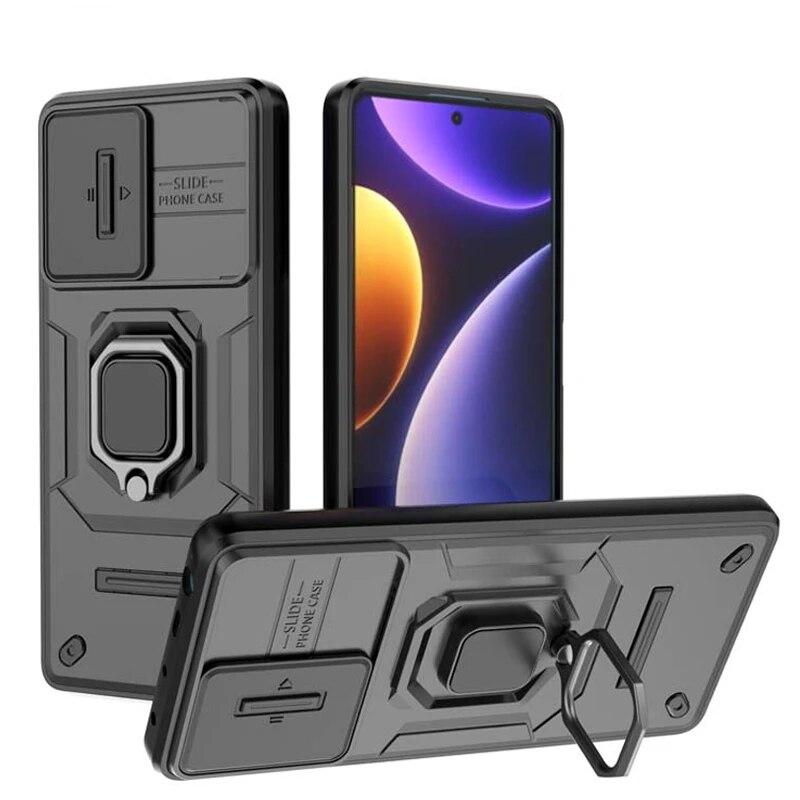 

Чехол для камеры со слайд-объективом для Xiaomi POCO F5 X5 Pro Redmi Note 12 12S Mi 13T Pro K60 Ultra Turbo Plus, противоударная броня, задняя крышка Redmi Note 12 4G чёрный