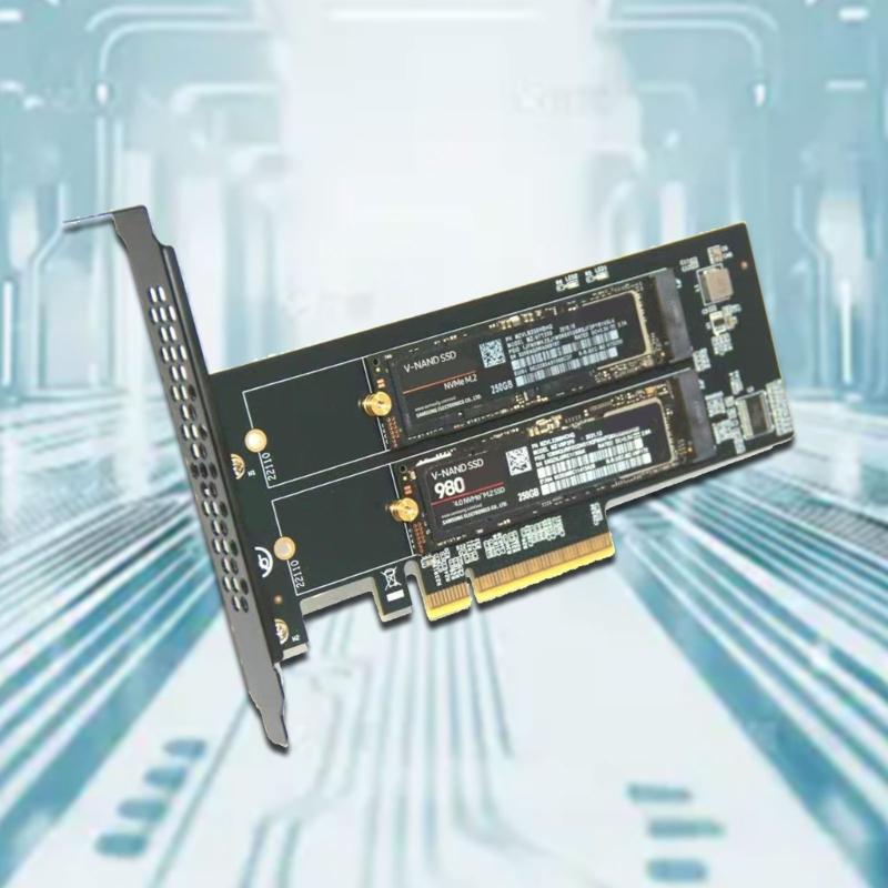 Fast Speed PCIe To 2 Port Two M.2 NVME M Key Converters Card PCBs Technology for Stable Data Transfer