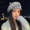 Winter hat women's fleece warm knitted wool hat big head circumference beret fashionable versatile stacking hat